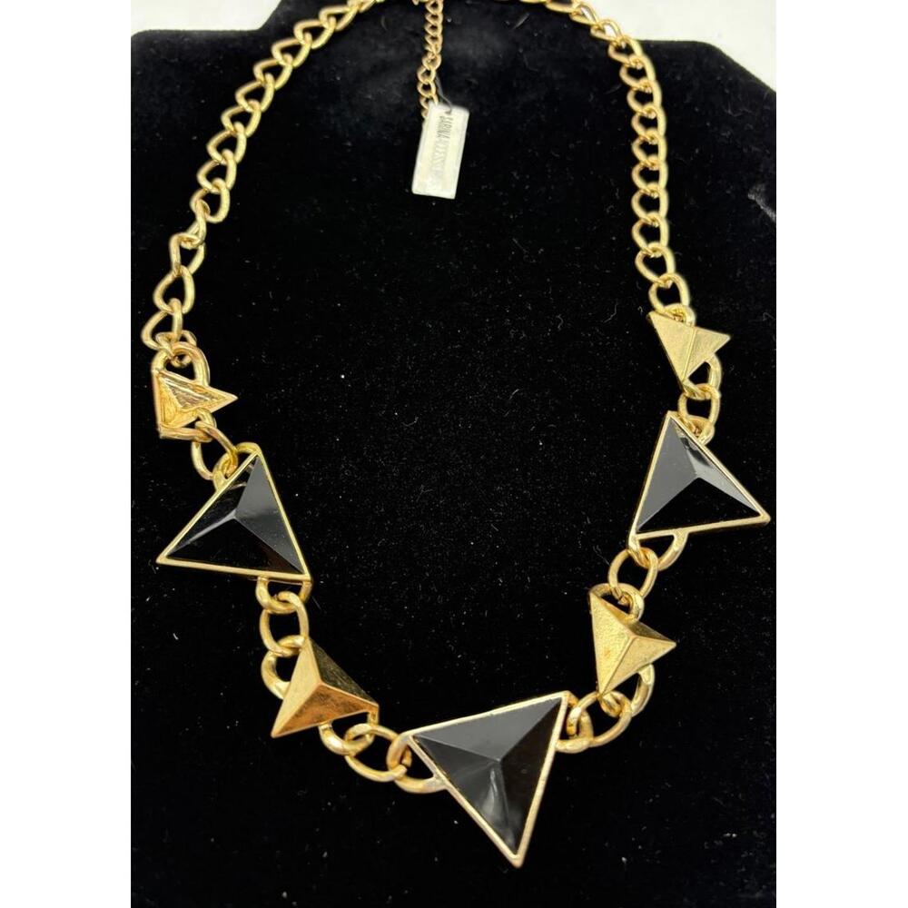 Sarina Accessories Black Triangle Gold Necklace Geometrical NEW